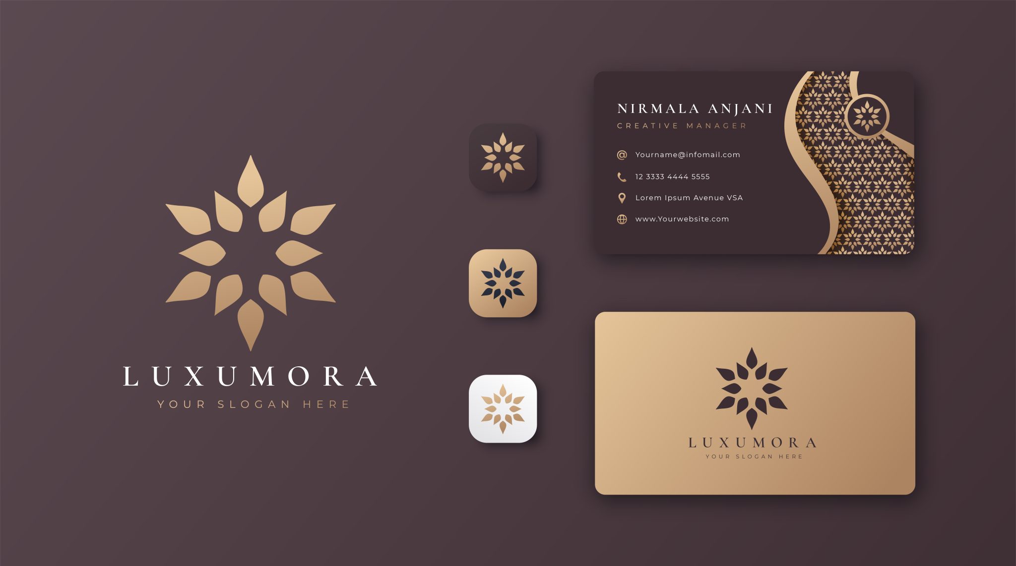 luxury golden mandala logo with business card