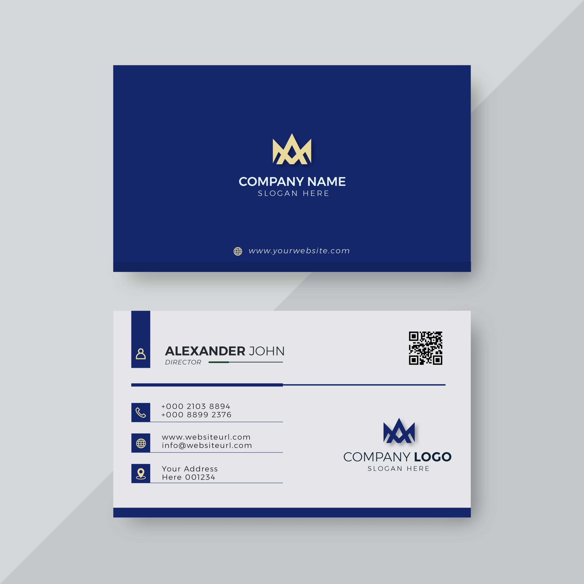 Professional Elegant blue and white Modern Business Card Design Template