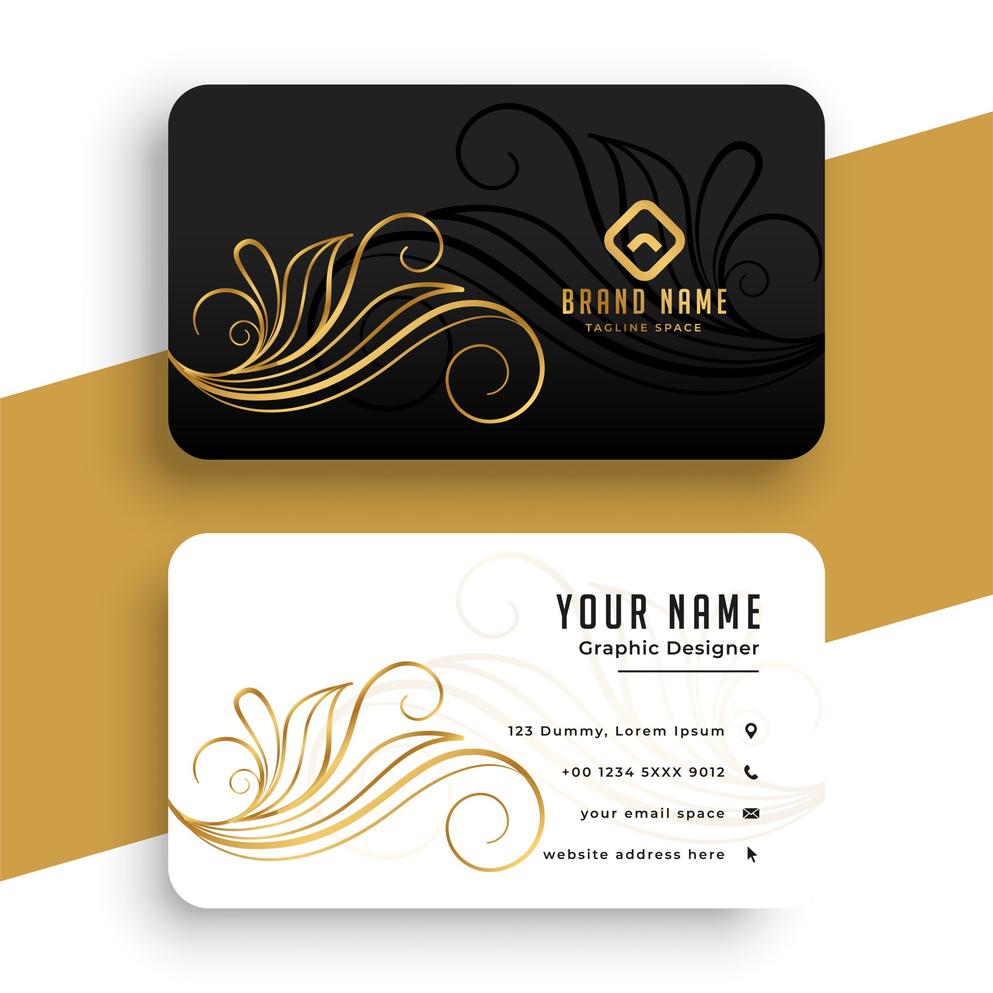 luxury floral golden business card design template