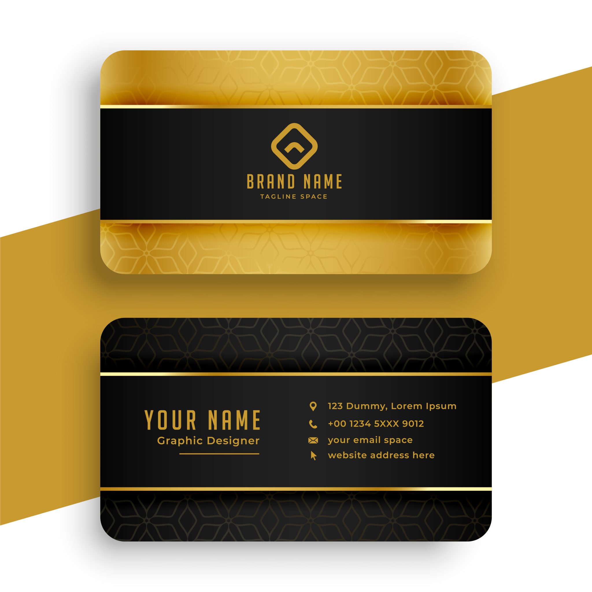 black and golden business card template design